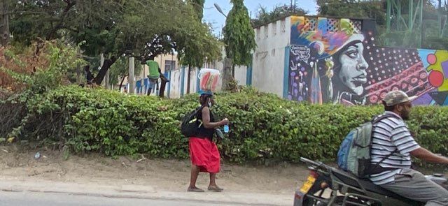 Driving through the city of Mombasa