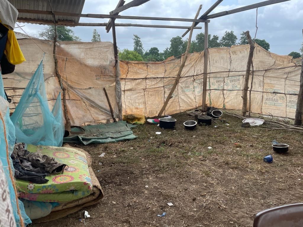 current school - hut with dirt ground