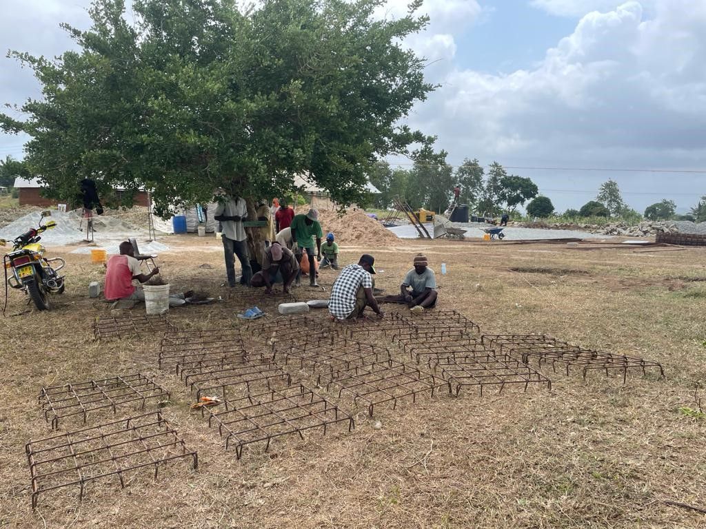 making the blocks for the new school